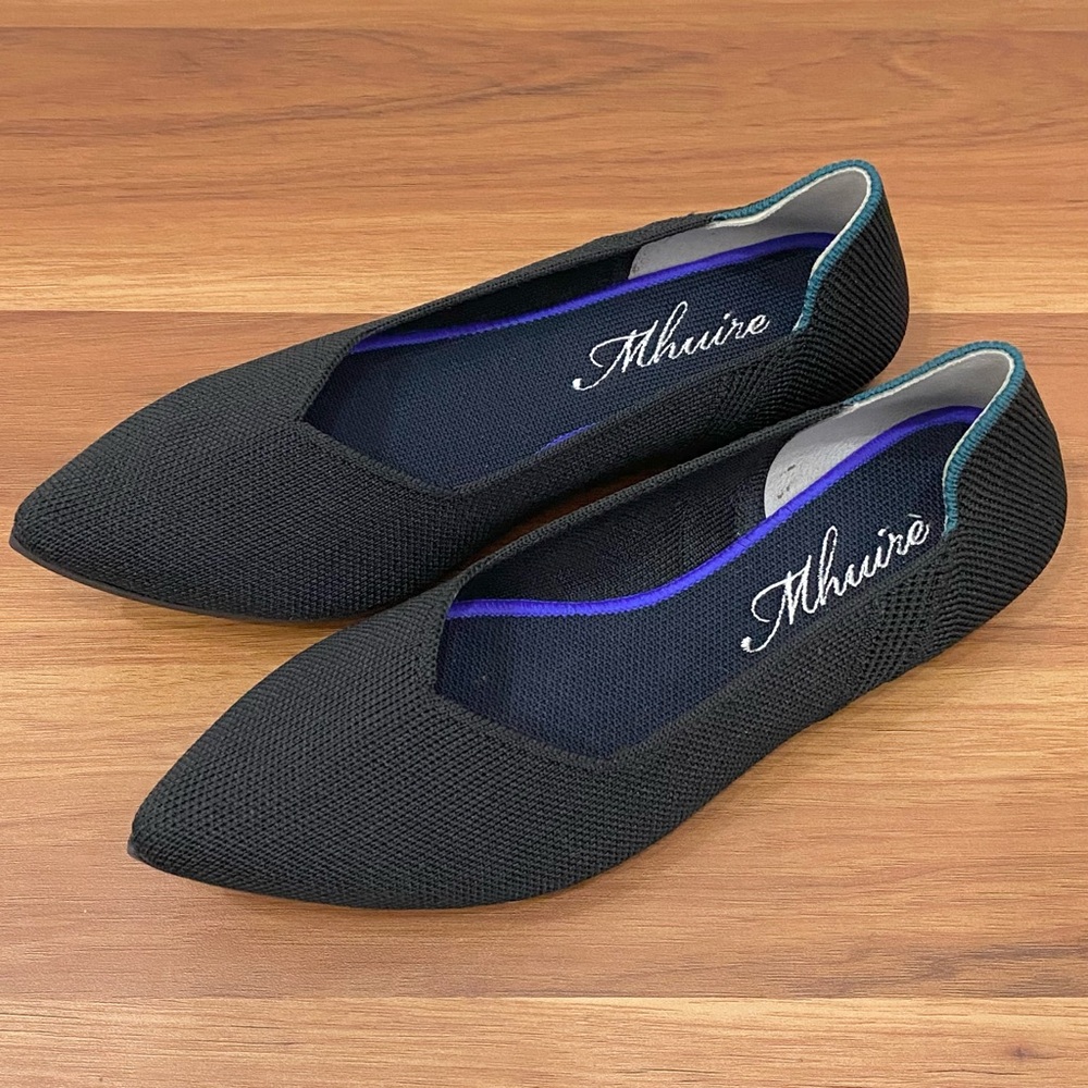 MHUIRE Black Knit Pointy Flats Size 5